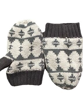 Toddler Hanna Andersson Winter Snow Fleece Lined Grey White Mittens Size Small